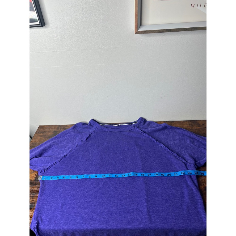 Pilcro Anthropologie Diana Ruffled Raglan Thermal Top Long Sleeve Purple XL Boho - Picture 11 of 12